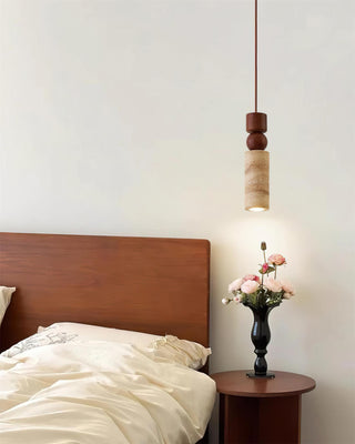 Cylindrical Travertine Fables Pendant Lamp