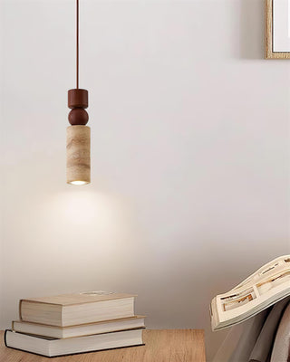 Cylindrical Travertine Fables Pendant Lamp