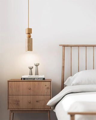 Cylindrical Travertine Fables Pendant Lamp