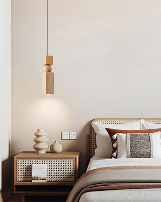 Cylindrical Travertine Fables Pendant Lamp