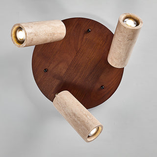 Cylindrical Travertine Terra Beam Ceiling Light