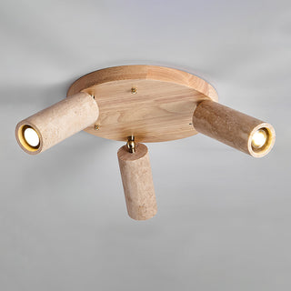 Cylindrical Travertine Terra Beam Ceiling Light