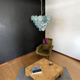 Blue Disk Glass Round Chandelier