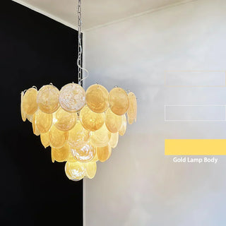 Gold Disk Glass Round Chandelier