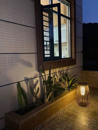 Rattan Weaving Oval Cage Outdoor Patio Waterproof Floor Lamp. Garden Rattan Floor Lamp. Rattan Floor Lamp. Rattan Portable Lantern. Waterproof Solar Outdoor Lights.