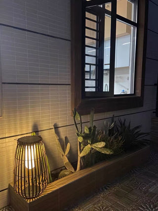 Rattan Weaving Oval Cage Outdoor Patio Waterproof Floor Lamp. Garden Rattan Floor Lamp. Rattan Floor Lamp. Rattan Portable Lantern. Waterproof Solar Outdoor Lights.