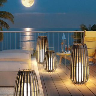 Rattan Weaving Oval Cage Outdoor Patio Waterproof Floor Lamp. Garden Rattan Floor Lamp. Rattan Floor Lamp. Rattan Portable Lantern. Waterproof Solar Outdoor Lights.