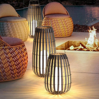 Rattan Weaving Oval Cage Outdoor Patio Waterproof Floor Lamp. Garden Rattan Floor Lamp. Rattan Floor Lamp. Rattan Portable Lantern. Waterproof Solar Outdoor Lights.