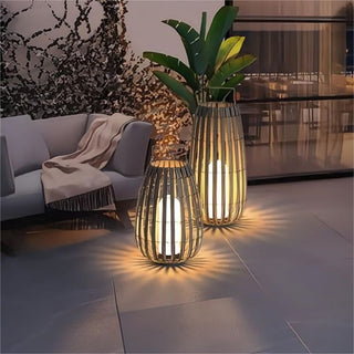 Rattan Weaving Oval Cage Outdoor Patio Waterproof Floor Lamp. Garden Rattan Floor Lamp. Rattan Floor Lamp. Rattan Portable Lantern. Waterproof Solar Outdoor Lights.