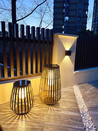 Rattan Weaving Oval Cage Outdoor Patio Waterproof Floor Lamp. Garden Rattan Floor Lamp. Rattan Floor Lamp. Rattan Portable Lantern. Waterproof Solar Outdoor Lights.