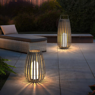 Rattan Weaving Oval Cage Outdoor Patio Waterproof Floor Lamp. Garden Rattan Floor Lamp. Rattan Floor Lamp. Rattan Portable Lantern. Waterproof Solar Outdoor Lights.