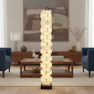 Stacked Alabaster Squares Floor Lamp