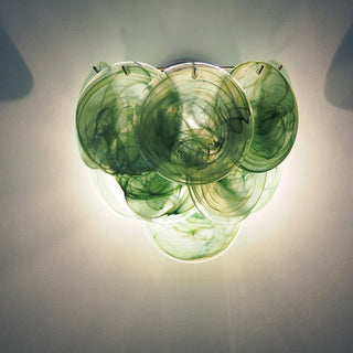 Green Vintage Murano Disc Wall Sconce