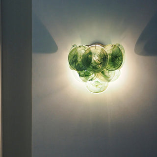 Green Vintage Murano Disc Wall Sconce