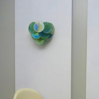 Green Vintage Murano Disc Wall Sconce