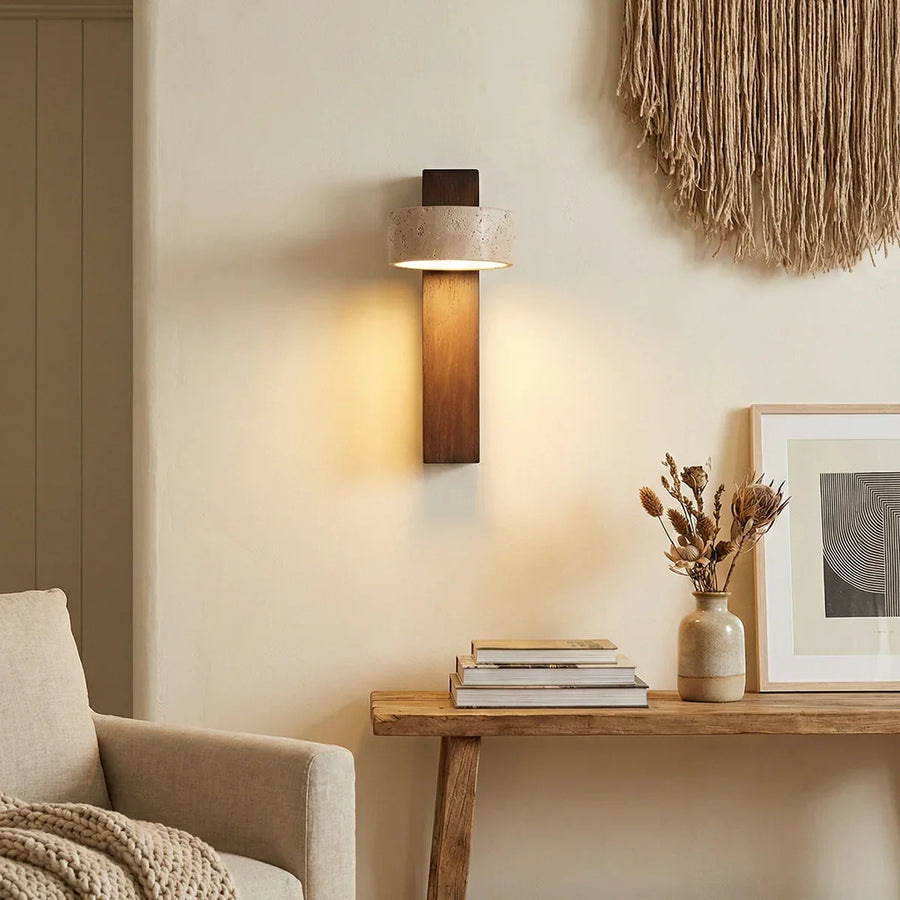 Grove Beam Travertine Wall Lamp