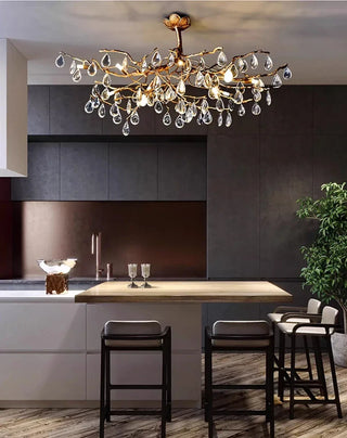 Arboris Brass Tree Branch Raindrop Chandelier