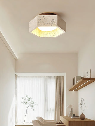 Hexagon Travertine Hexa Core Ceiling Light