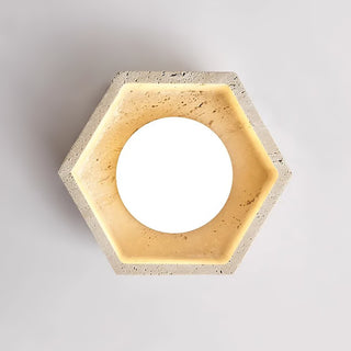 Hexagon Travertine Hexa Core Ceiling Light