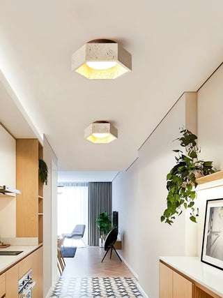 Hexagon Travertine Hexa Core Ceiling Light