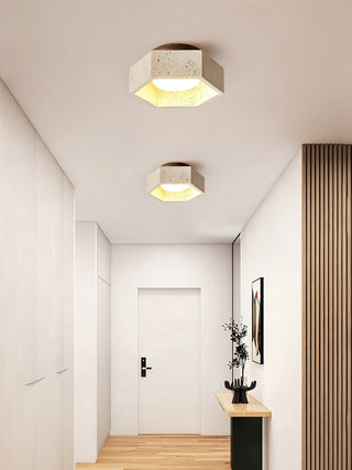 Hexagon Travertine Hexa Core Ceiling Light