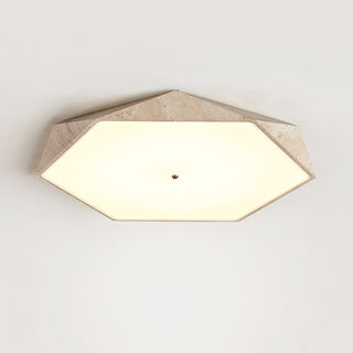 Hexagonal Travertine Lunarc Stone Ceiling Lamp