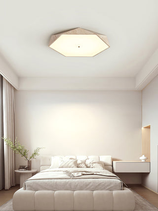 Hexagonal Travertine Lunarc Stone Ceiling Lamp