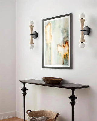 Hourglass Shape Travertine Obel Wall Sconce