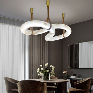 Infinity Hanging Light. oslo pendant. leather lighting. Infinity Pendant Light. Infinity LED Pendant. Infinity Alabaster Chandelier by Atelier Alain Ellou. Infinity Alabaster Chandelier.