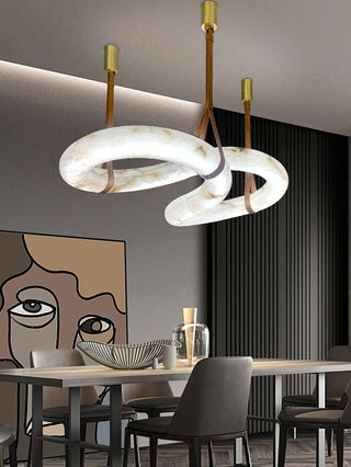 Infinity Hanging Light. oslo pendant. leather lighting. Infinity Pendant Light. Infinity LED Pendant. Infinity Alabaster Chandelier by Atelier Alain Ellou. Infinity Alabaster Chandelier.