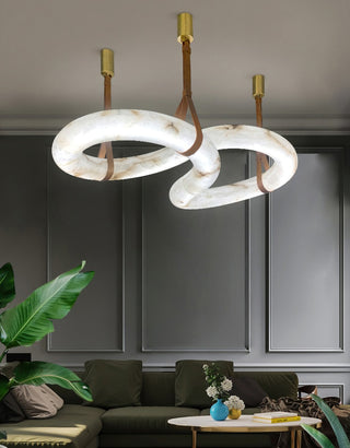 Infinity Hanging Light. oslo pendant. leather lighting. Infinity Pendant Light. Infinity LED Pendant. Infinity Alabaster Chandelier by Atelier Alain Ellou. Infinity Alabaster Chandelier.