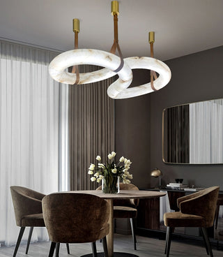 Infinity Hanging Light. oslo pendant. leather lighting. Infinity Pendant Light. Infinity LED Pendant. Infinity Alabaster Chandelier by Atelier Alain Ellou. Infinity Alabaster Chandelier.