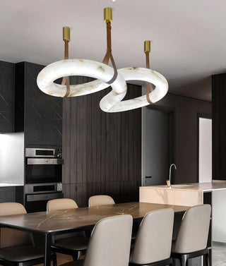 Infinity Hanging Light. oslo pendant. leather lighting. Infinity Pendant Light. Infinity LED Pendant. Infinity Alabaster Chandelier by Atelier Alain Ellou. Infinity Alabaster Chandelier.