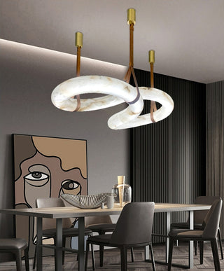 Infinity Hanging Light. oslo pendant. leather lighting. Infinity Pendant Light. Infinity LED Pendant. Infinity Alabaster Chandelier by Atelier Alain Ellou. Infinity Alabaster Chandelier.