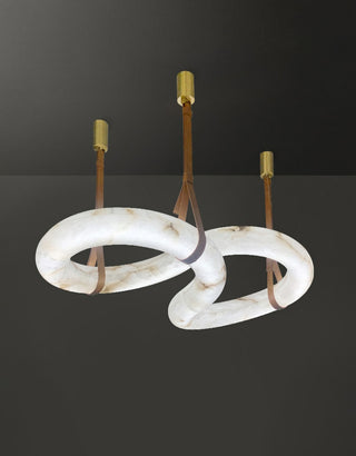 Infinity Hanging Light. oslo pendant. leather lighting. Infinity Pendant Light. Infinity LED Pendant. Infinity Alabaster Chandelier by Atelier Alain Ellou. Infinity Alabaster Chandelier.