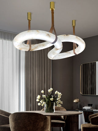 Infinity Hanging Light. oslo pendant. leather lighting. Infinity Pendant Light. Infinity LED Pendant. Infinity Alabaster Chandelier by Atelier Alain Ellou. Infinity Alabaster Chandelier.