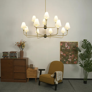 Linear Multi-Arm Cone Fabric Chandelier