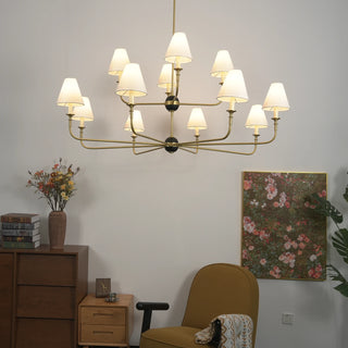 Linear Multi-Arm Cone Fabric Chandelier