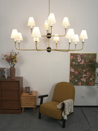 Linear Multi-Arm Cone Fabric Chandelier