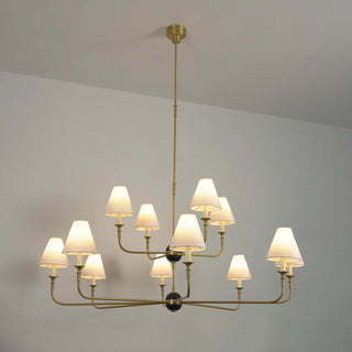 Linear Multi-Arm Cone Fabric Chandelier