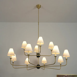 Linear Multi-Arm Cone Fabric Chandelier