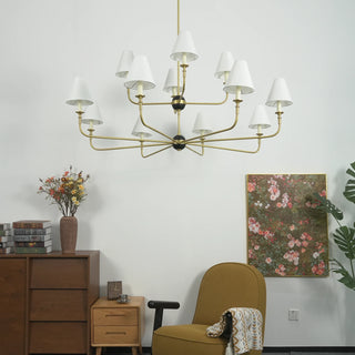 Linear Multi-Arm Cone Fabric Chandelier