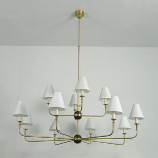 Linear Multi-Arm Cone Fabric Chandelier