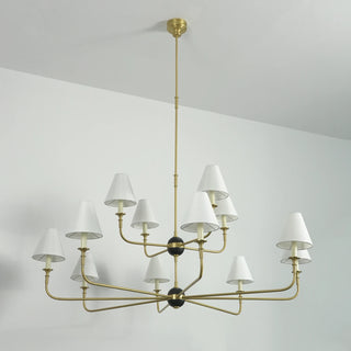 Linear Multi-Arm Cone Fabric Chandelier