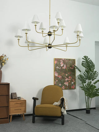 Linear Multi-Arm Cone Fabric Chandelier