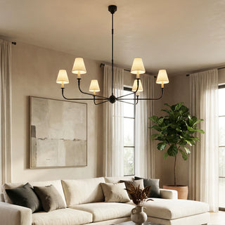 Linear Multi-Arm Cone Fabric Chandelier