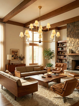 Linear Multi-Arm Cone Fabric Chandelier