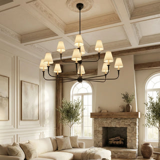 Linear Multi-Arm Cone Fabric Chandelier