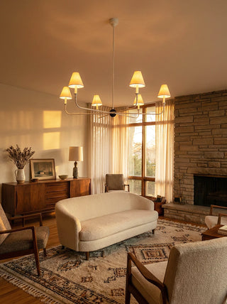 Linear Multi-Arm Cone Fabric Chandelier