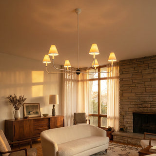 Linear Multi-Arm Cone Fabric Chandelier